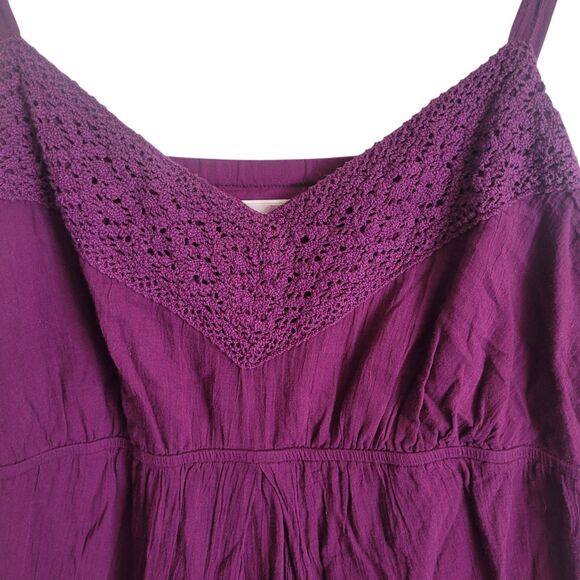 Old Navy Maternity Babydoll Midi Dress Women's Size XL Purple Crochet Lace Trim - Picture 5 of 10